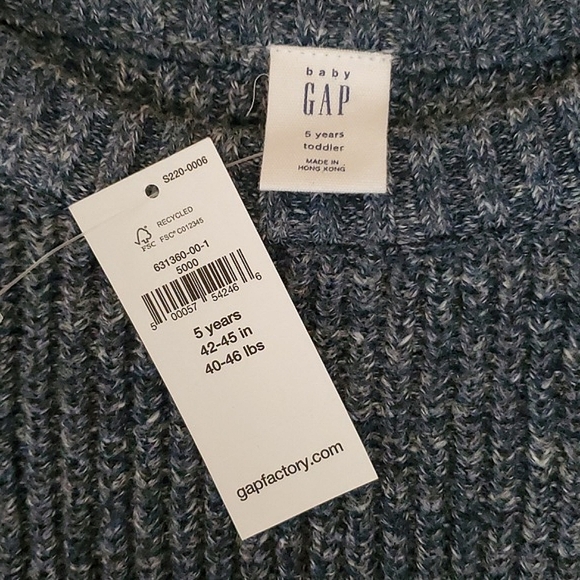 🆕️ Baby GAP Heather Blue Crew Neck Raglan Sweater BOYS SIZE: 5 - Picture 6 of 6